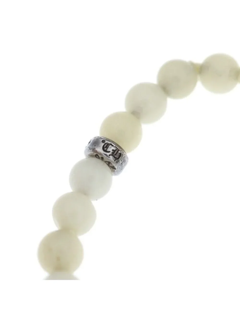 Chrome Hearts 6 Bead Cross Bracelet Silver White
